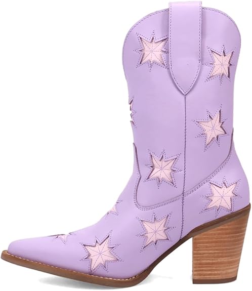 Dingo DI2248-LAV Women's Starburst Leather Western Boots - Lavender
