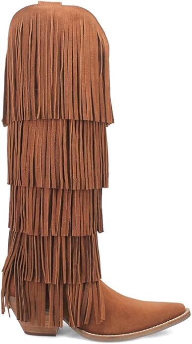 Dingo Wild Child Di276-BRO Women’s Fringe Snip Toe Western Casual Boots - Brown