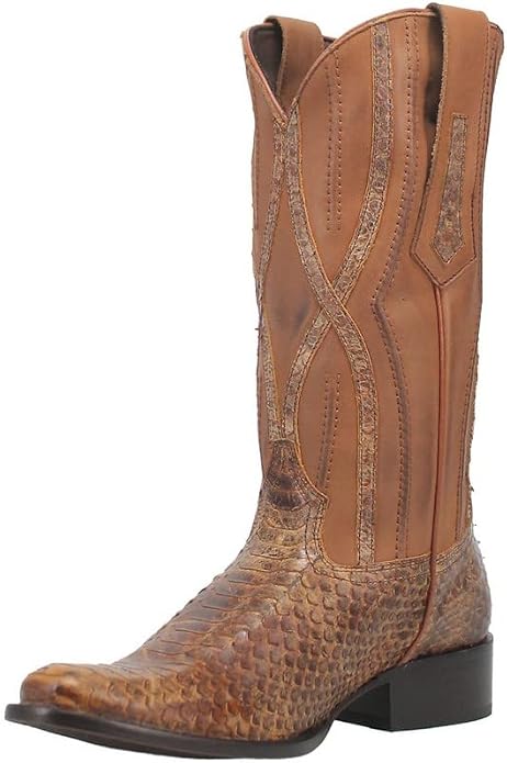 Dingo DI848-TAN Men's Ace High Python Snake Print Leather Western Boots - Tan, Round Toe