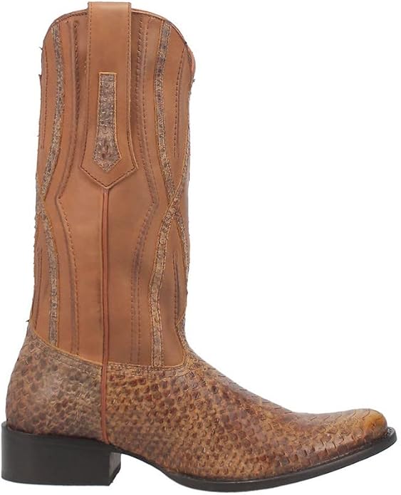 Dingo DI848-TAN Men's Ace High Python Snake Print Leather Western Boots - Tan, Round Toe