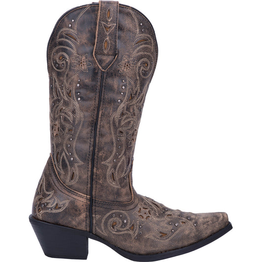 Laredo L52050 Women’s Inlay Snip Toe Western Boots – Black/Taupe/Brown