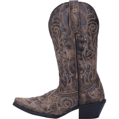 Laredo L52050 Women’s Inlay Snip Toe Western Boots – Black/Taupe/Brown