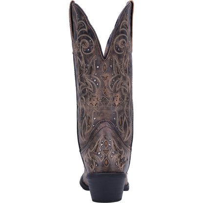 Laredo L52050 Women’s Inlay Snip Toe Western Boots – Black/Taupe/Brown