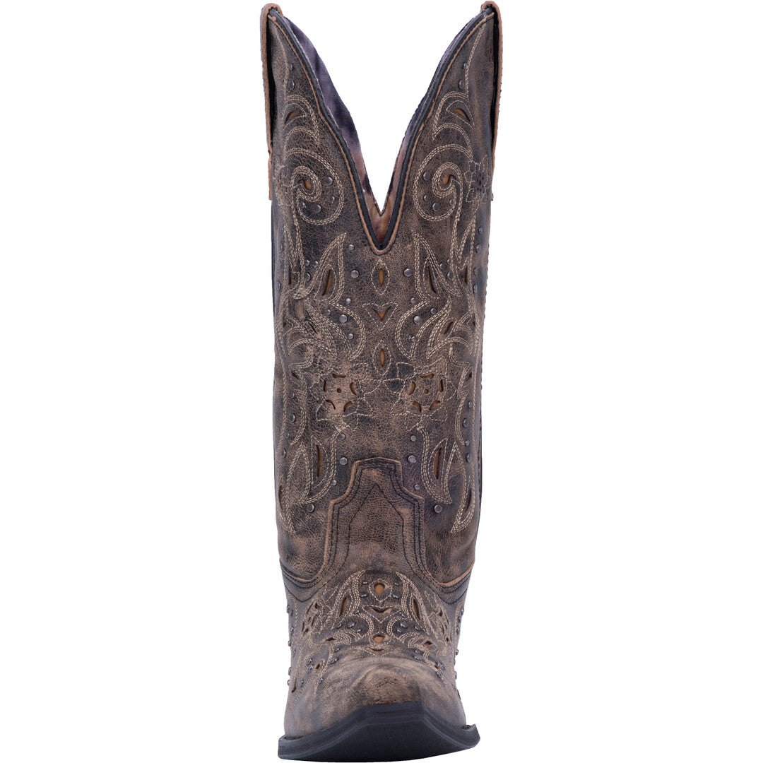 Laredo L52050 Women’s Inlay Snip Toe Western Boots – Black/Taupe/Brown