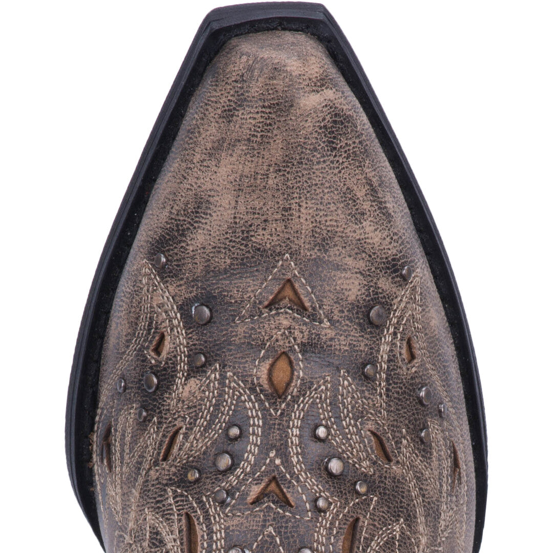 Laredo L52050 Women’s Inlay Snip Toe Western Boots – Black/Taupe/Brown