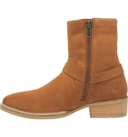 Dingo DI296 Men's Calgary Square Toe Leather Ankle Boots - Brown