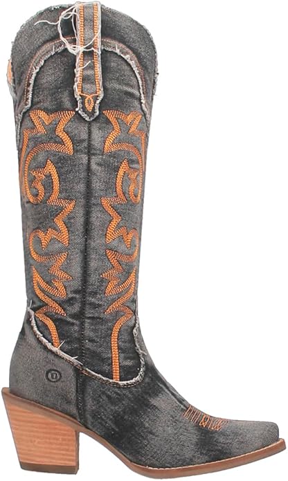 Dingo Texas Tornado Di943-BLA Women’s Embroidered Snip Toe Western Casual Boots-Black