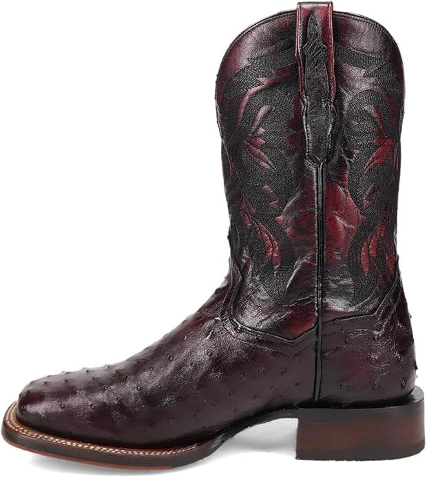 Dan Post Alamosa DP5012 Men’s Ostrich Leather Embroidered Square Toe Cowboy Dress Boots