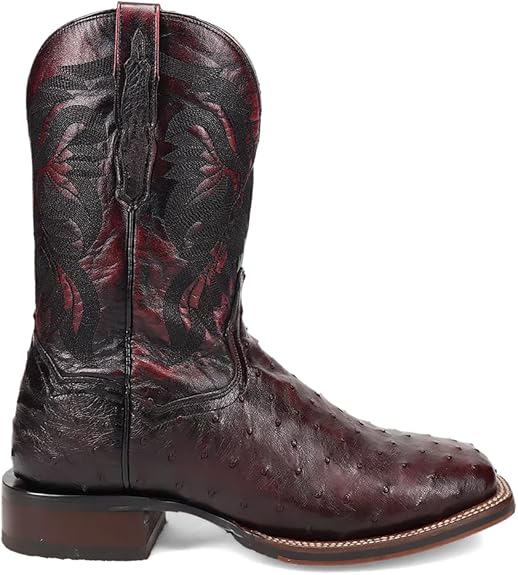Dan Post Alamosa DP5012 Men’s Ostrich Leather Embroidered Square Toe Cowboy Dress Boots