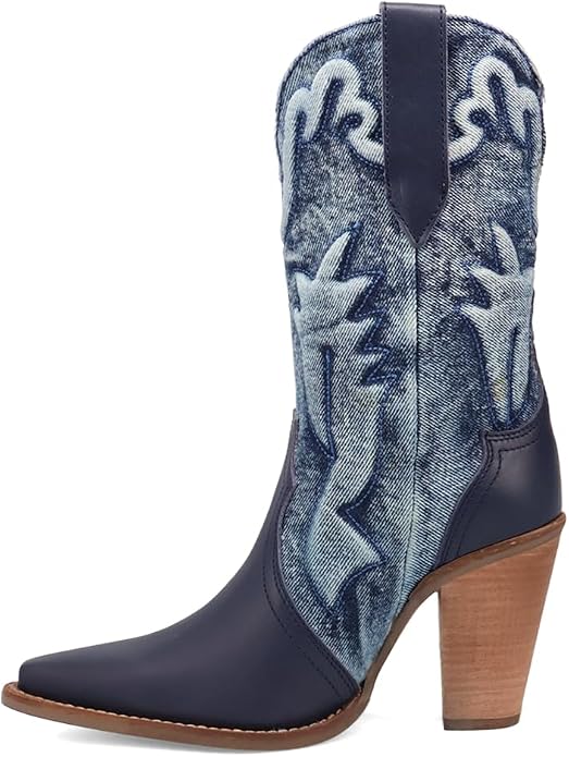 Dingo Di2247-BLU Women's Tipsy Leather Western Boots - Blue
