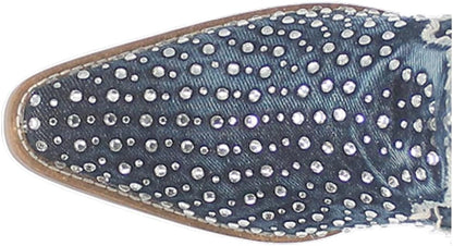 Dingo Honkytonk Honey Di162-BLU Women’s Rhinestone Snip Toe Knee-High Casual Boots – Blue, 2–3" Mid Heel