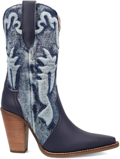 Dingo Di2247-BLU Women's Tipsy Leather Western Boots - Blue