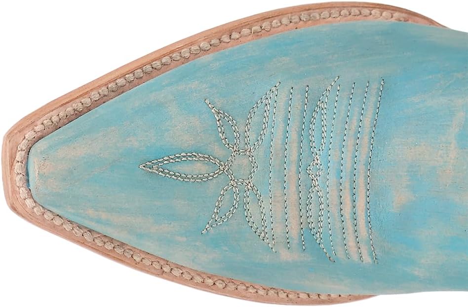Dan Post Celeste DP5111 Women’s Light Blue Embroidered Snip Toe Over-the-Knee Western Boots