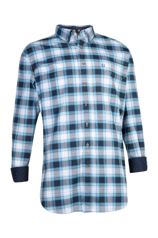 Noble Outfitters 11002-880 Mens Generations Navy Plaid Western Shirt