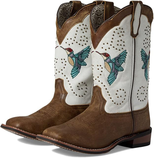 Laredo L5900 Women's Hummingbird  Embroidered Studded Western Boots - Broad Square Toe