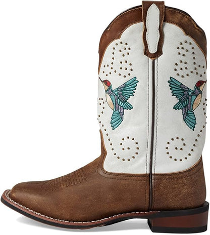 Laredo L5900 Women's Hummingbird  Embroidered Studded Western Boots - Broad Square Toe