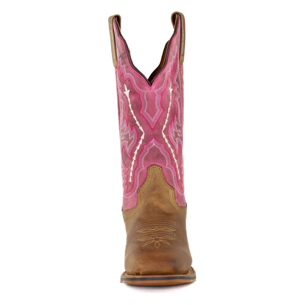 Dan Post DP4105 Women's Rust White & Pink Inlays Western Boots