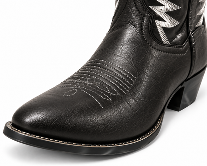 Dan Post DPP6030 Women's Black Leather Western Cowboy Boots with Silver Embroidered Stitching