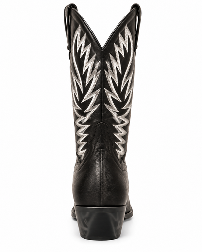 Dan Post DPP6030 Women's Black Leather Western Cowboy Boots with Silver Embroidered Stitching