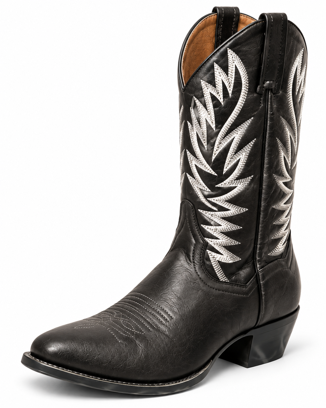 Dan Post DPP6030 Women's Black Leather Western Cowboy Boots with Silver Embroidered Stitching