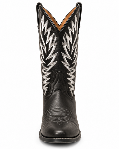 Dan Post DPP6030 Women's Black Leather Western Cowboy Boots with Silver Embroidered Stitching