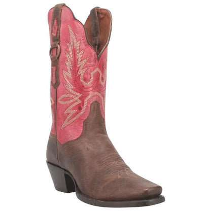 Dan Post DP4105 Women's Rust White & Pink Inlays Western Boots