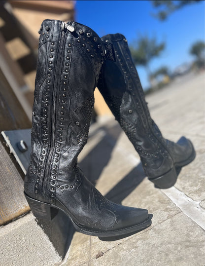 Dan Post Daredevil MFDP4353 Women's 15" Black Snip Toe Western Boots