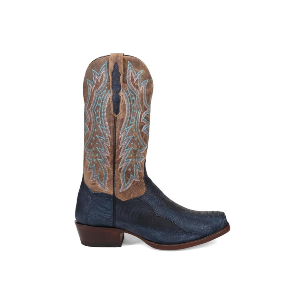 Dan Post DP3102 Men’s Anders Ostrich Square Toe Boots, Blue/Brown