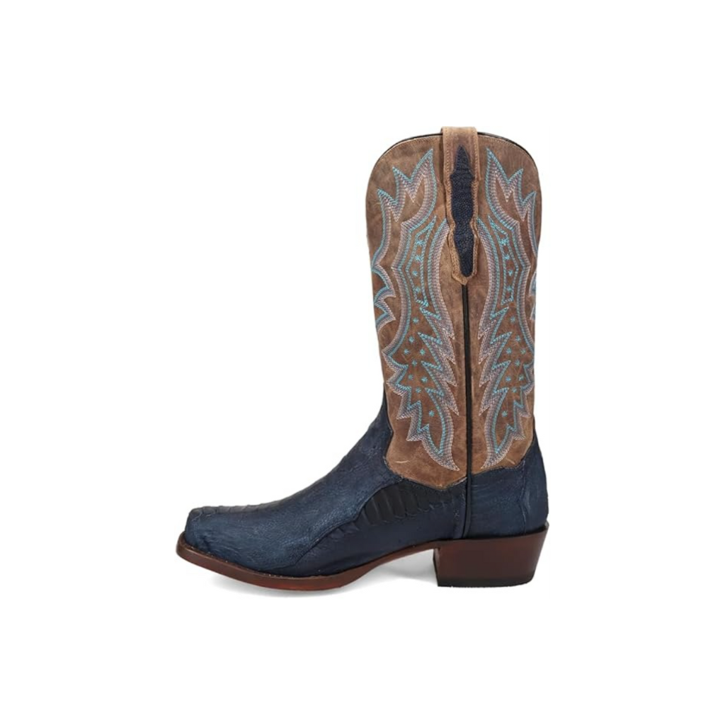 Dan Post DP3102 Men’s Anders Ostrich Square Toe Boots, Blue/Brown