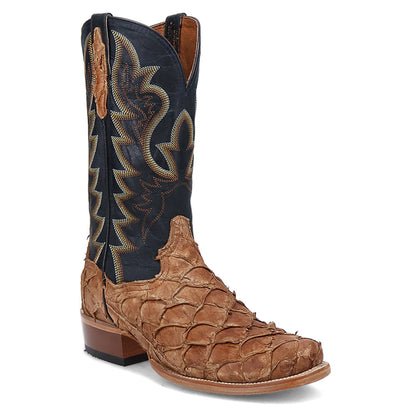 Riggs Pirarucu DP5021 Square Toe Embroidered Leather Cowboy Boots