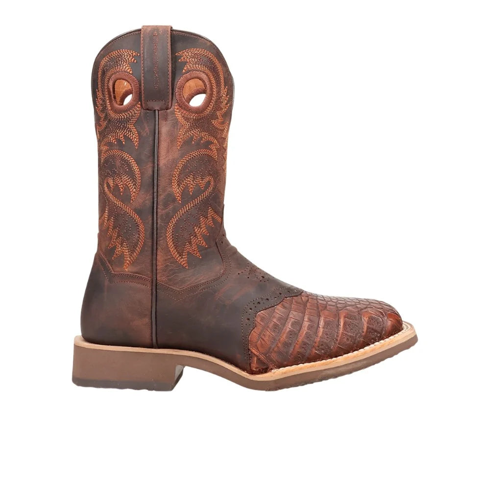Dan Post DP5182 Men's Egan Caiman Embroidered Pull On Square Toe Cowboy Boots