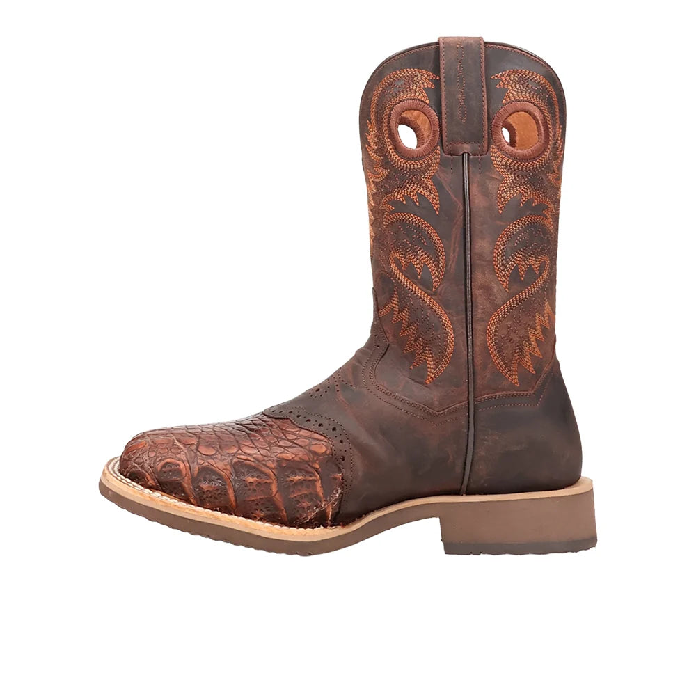 Dan Post DP5182 Men's Egan Caiman Embroidered Pull On Square Toe Cowboy Boots