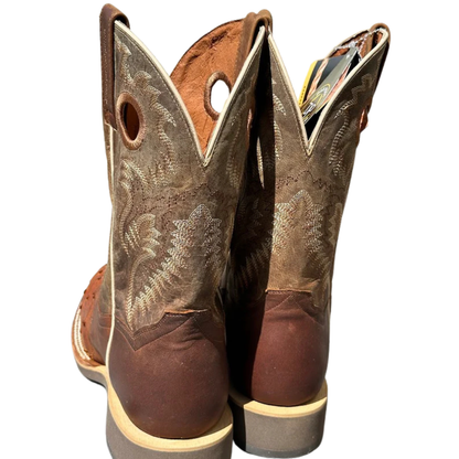 Dan Post DP6058 Men’s Martel Bay Full Quill Ostrich Brown Saddle Square Toe Boots – 11” Cowboy Boots