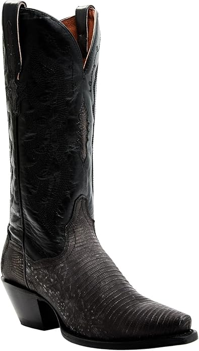 Dan Post 80067 Women Exotic Lizard Black Western Snip Toe Boot