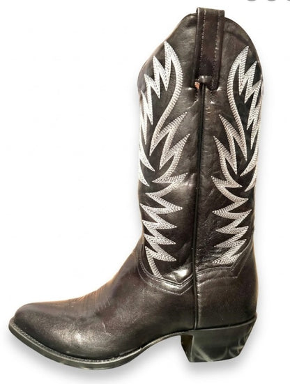 Dan Post DPP6030 Women's Black Leather Western Cowboy Boots with Silver Embroidered Stitching