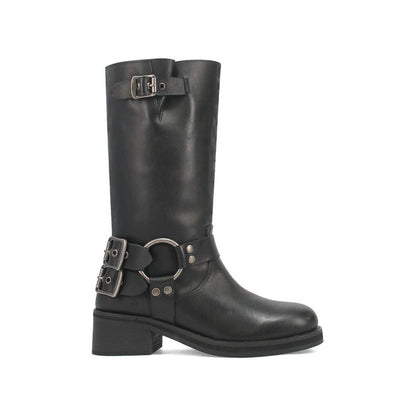 Dingo Harlee Di210-BLA Women’s Leather Round Toe Harness Boots - Black