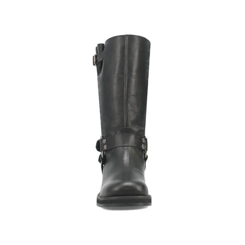 Dingo Harlee Di210-BLA Women’s Leather Round Toe Harness Boots - Black