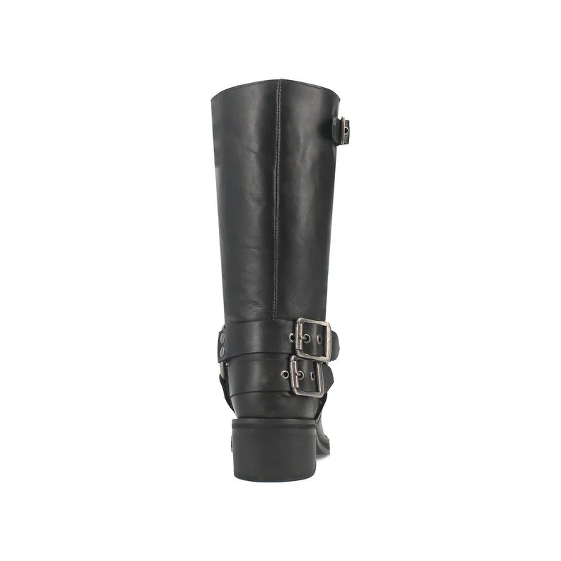 Dingo Harlee Di210-BLA Women’s Leather Round Toe Harness Boots - Black