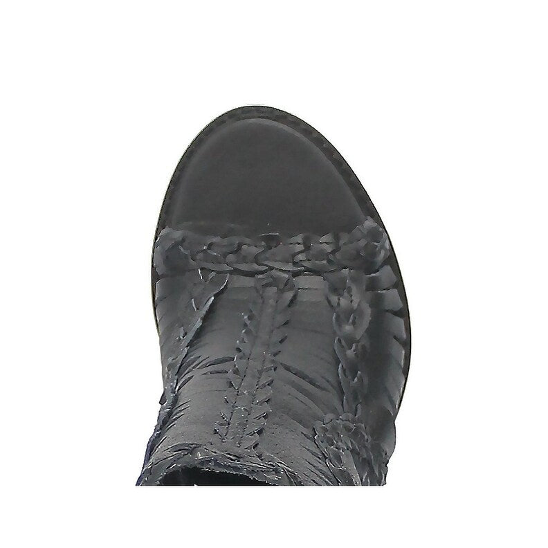 Dingo Jeezy DI788-Bla Women’s 5" Open Toe Fashion Boots – Zip Closure