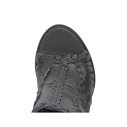 Dingo Jeezy DI788-Bla Women’s 5" Open Toe Fashion Boots – Zip Closure