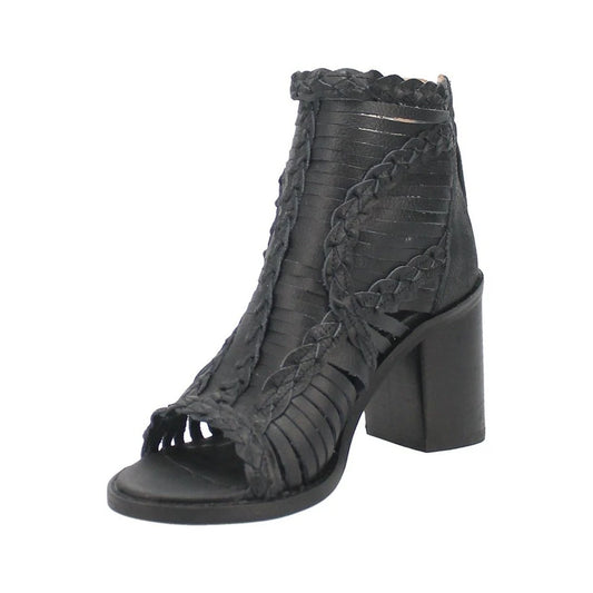 Dingo Jeezy DI788-Bla Women’s 5" Open Toe Fashion Boots – Zip Closure
