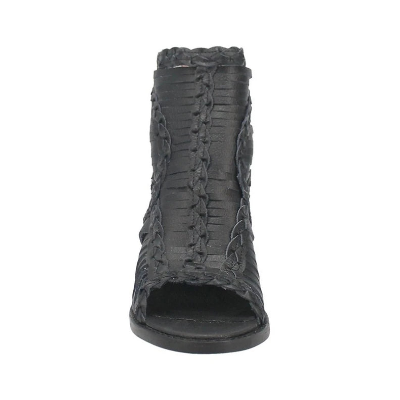 Dingo Jeezy DI788-Bla Women’s 5" Open Toe Fashion Boots – Zip Closure