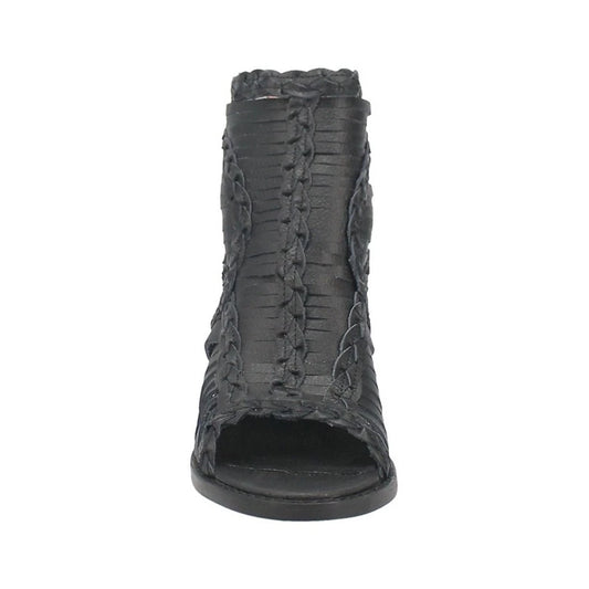 Dingo Jeezy DI788-Bla Women’s 5" Open Toe Fashion Boots – Zip Closure