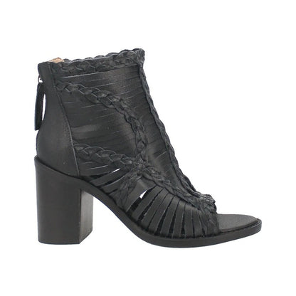 Dingo Jeezy DI788-Bla Women’s 5" Open Toe Fashion Boots – Zip Closure