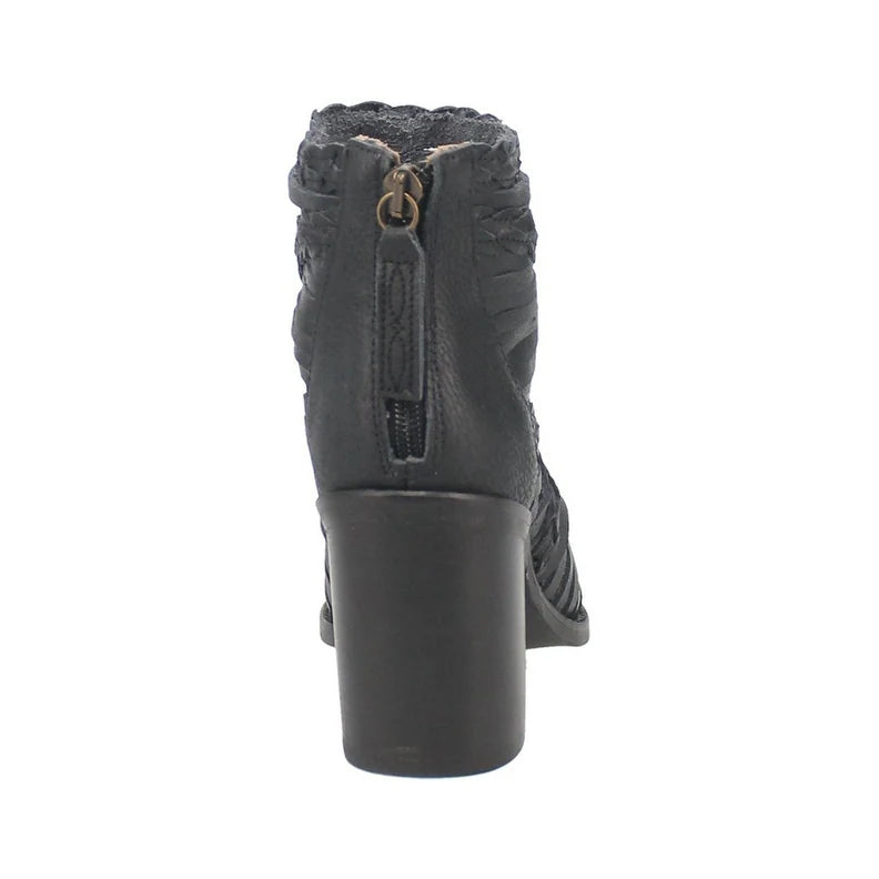 Dingo Jeezy DI788-Bla Women’s 5" Open Toe Fashion Boots – Zip Closure