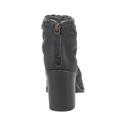 Dingo Jeezy DI788-Bla Women’s 5" Open Toe Fashion Boots – Zip Closure