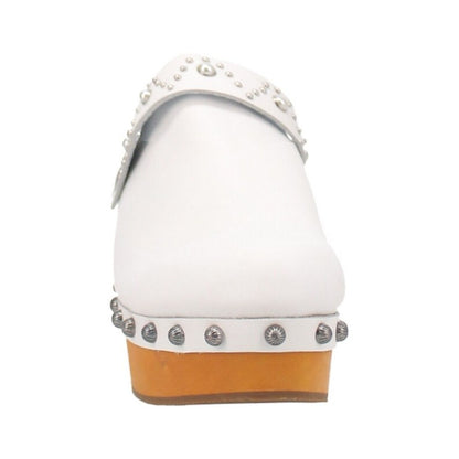 Dingo Deadwood Di917-WHI Women’s Leather Slip-On Clog Shoes - White
