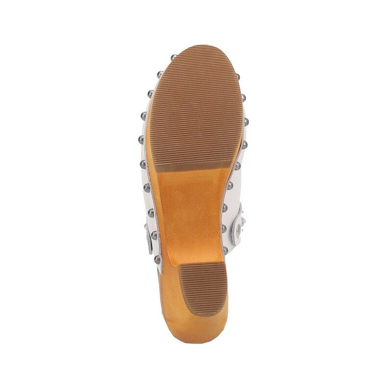 Dingo Deadwood Di917-WHI Women’s Leather Slip-On Clog Shoes - White