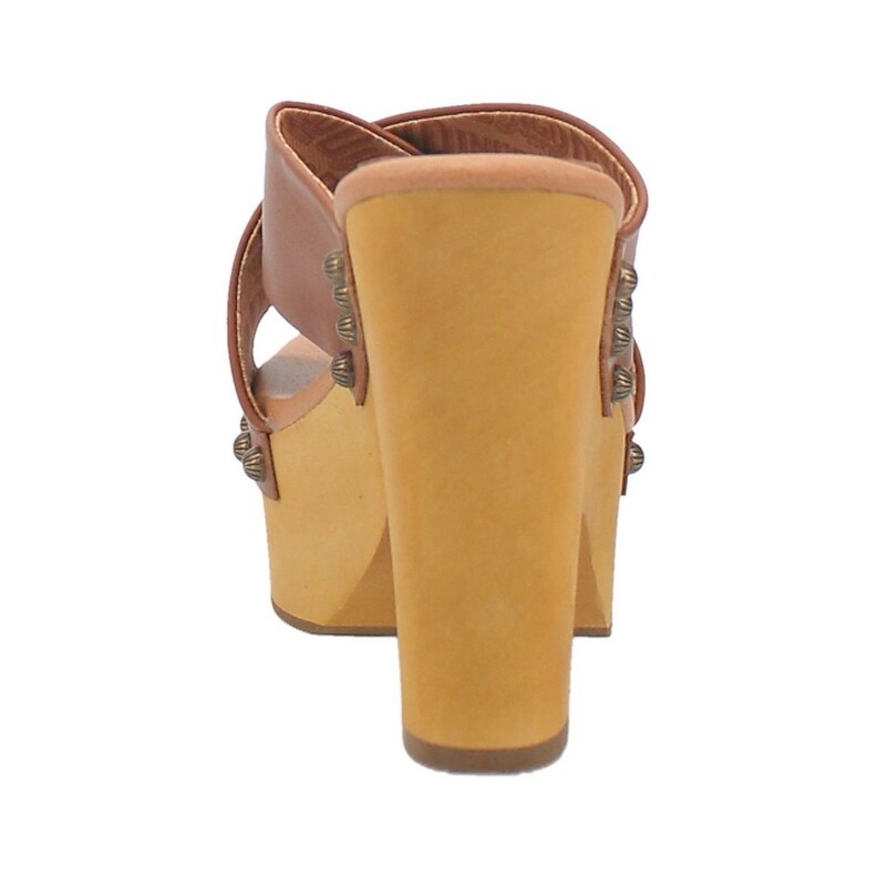 Dingo Driftwood Di849 Women’s Leather Slip-On Clogs-Tan