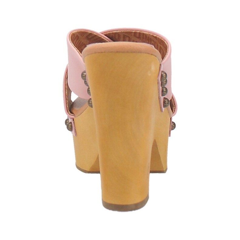 Dingo Driftwood Di849-PIN Women’s Leather Slip-On Clogs-Pink